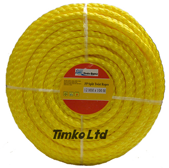 Polypropylene rope - 12mm Dia Yellow x 100m Mini Coil