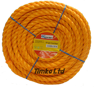 Polypropylene rope - 16mm Dia Orange x 50m Mini Coil