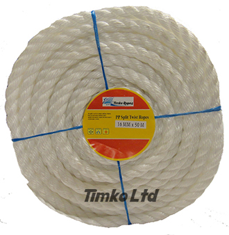 Polypropylene rope - 16mm Dia White x 50m Mini Coil