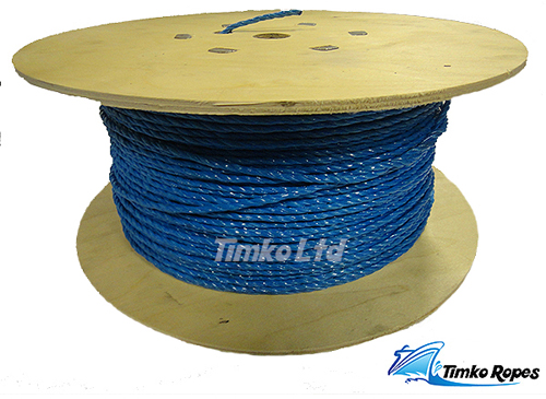 12mm Blue Polypropylene x 500m Wooden Drum Drawcord Rope