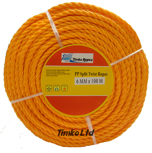Polypropylene rope - 6mm Dia Orange x 100m Mini Coil