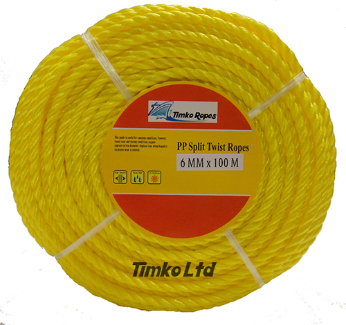 Polypropylene rope - 6mm Dia Yellow x 100m Mini Coil