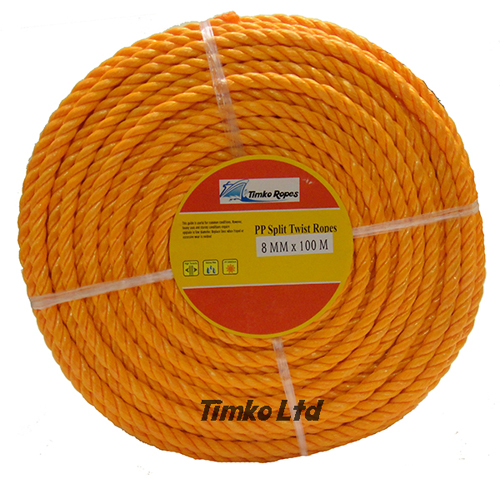 Polypropylene rope - 8mm Dia Orange x 100m Mini Coil