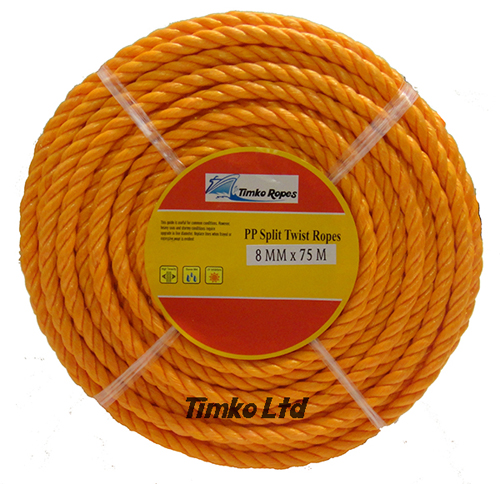 Polypropylene rope - 8mm Dia Orange x 75m Mini Coil